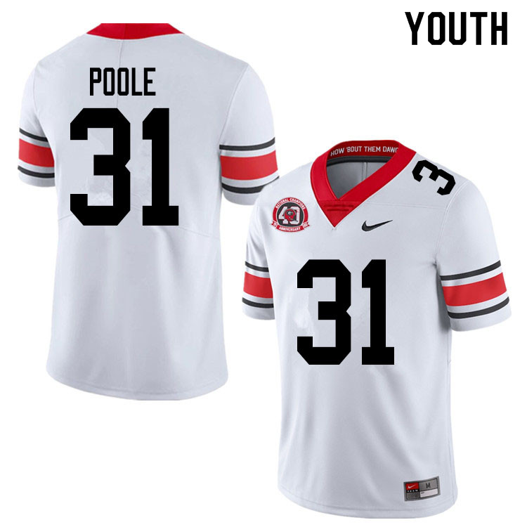 2020 Youth #31 William Poole Georgia Bulldogs 1980 National Champions 40th Anniversary College Footb
